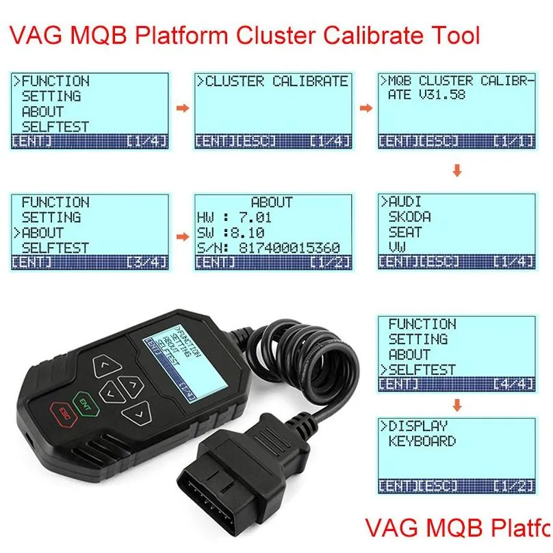 OBDPROG MT008 OBD2 Mileage Adjustment Tool Odometer Correction MQB Platform Professional Mileage Correction ODB Diagnostic Tool