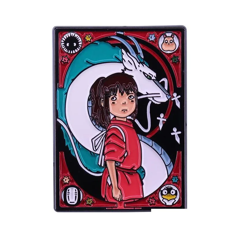 Spirited Away White Dragon Tarot Brooch Anime Badge God Hidden Girl Pin Anime Accessories