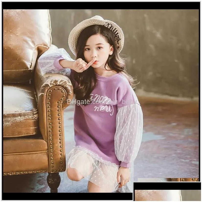 Girl`S Dresses Girls Dresses Fashion Children Long Sleeve White Lace Clothes Spring Autumn Teenage Clothing Baby Dress Sweatshirt Drop Dhxau