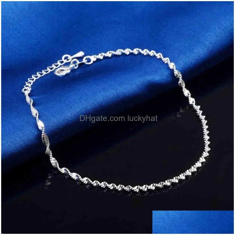 Anklets Fashion Twisted Weave Chain For Women Anklet 925 Sterling Sier Anklets Bracelet Foot Jewelry On 210507 Drop Delivery Jewelry Dhiqf