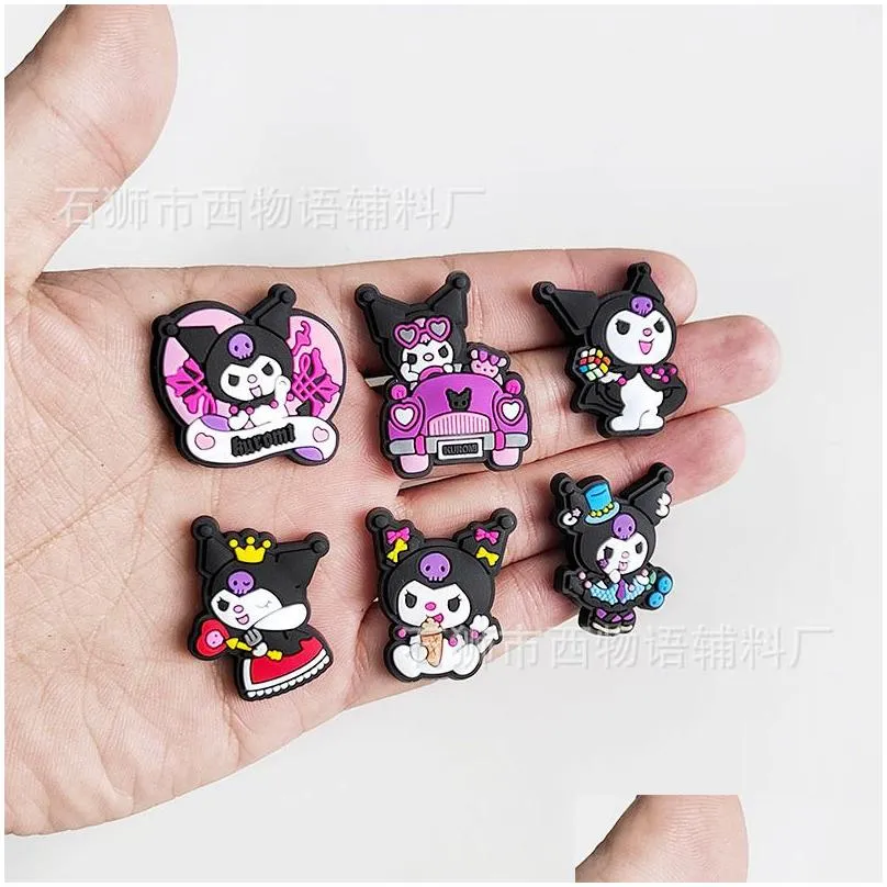 Anime charms wholesale childhood memories kuromi melody collection funny gift cartoon charms shoe accessories pvc decoration buckle soft rubber clog
