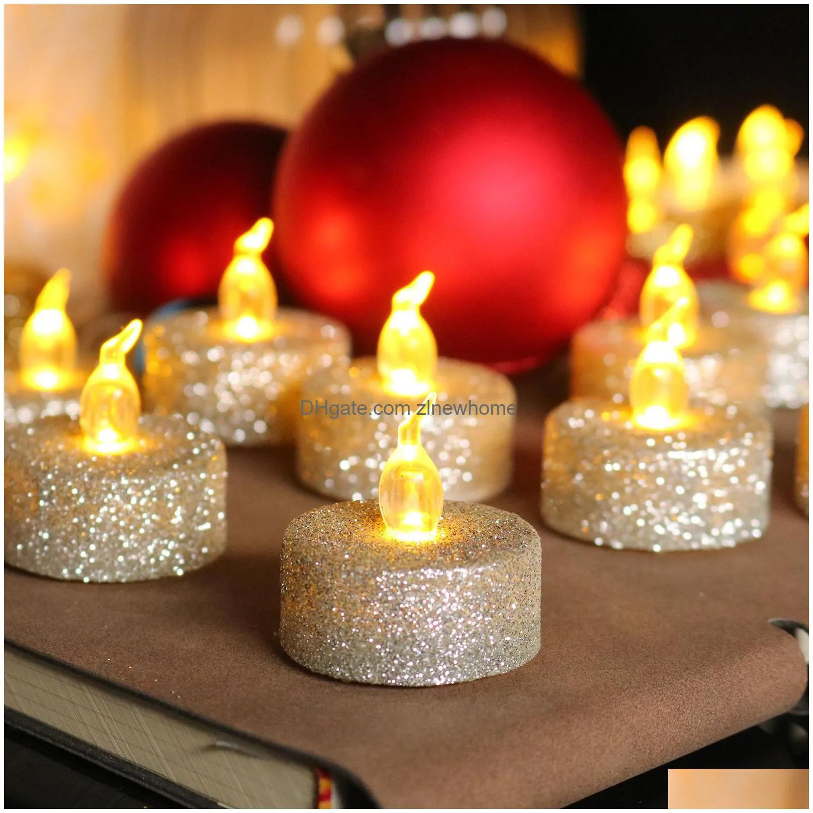 Party Decoration Led Flameless Candle Light Powder Appearance Soft Home Wedding Birthday Battery 5Color Drop Delivery Dhxep