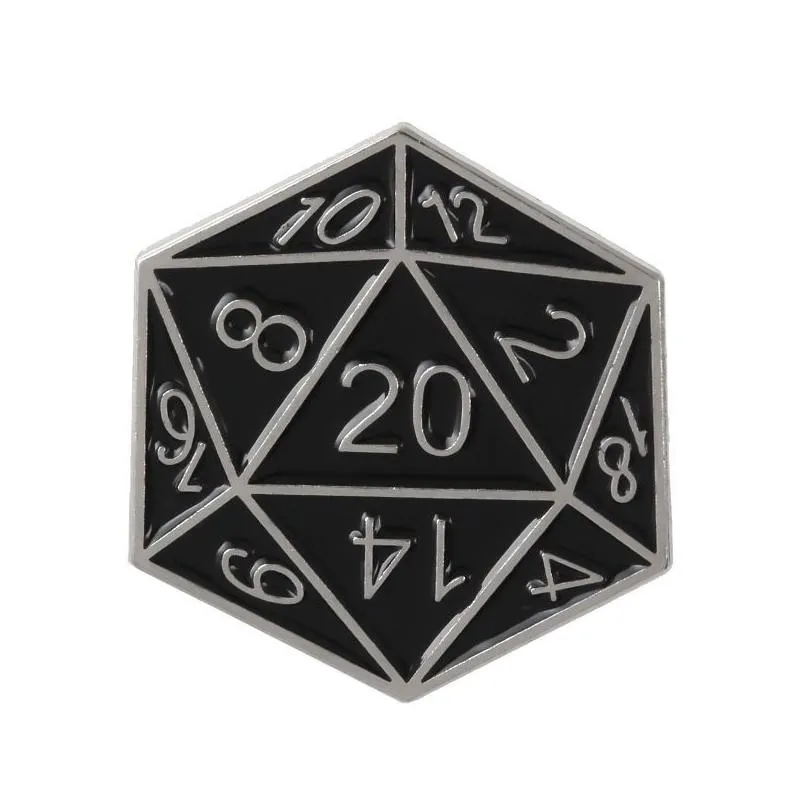 Cartoon Accessories Cartoon 20 Sided Dice Dungeons And Dragons Enamel Pins D20 Dnd Game Brooches Bag Clothes Button Badge Jewelry Gift Dhubf