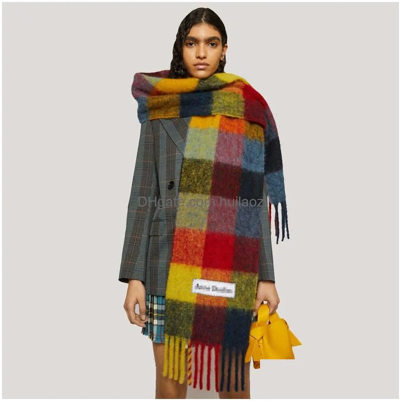 scarves 2022 winter shawls for women men warm wraps lady pashmina brand name scarve cashmere plaid scarf neck headband hijabs y2211