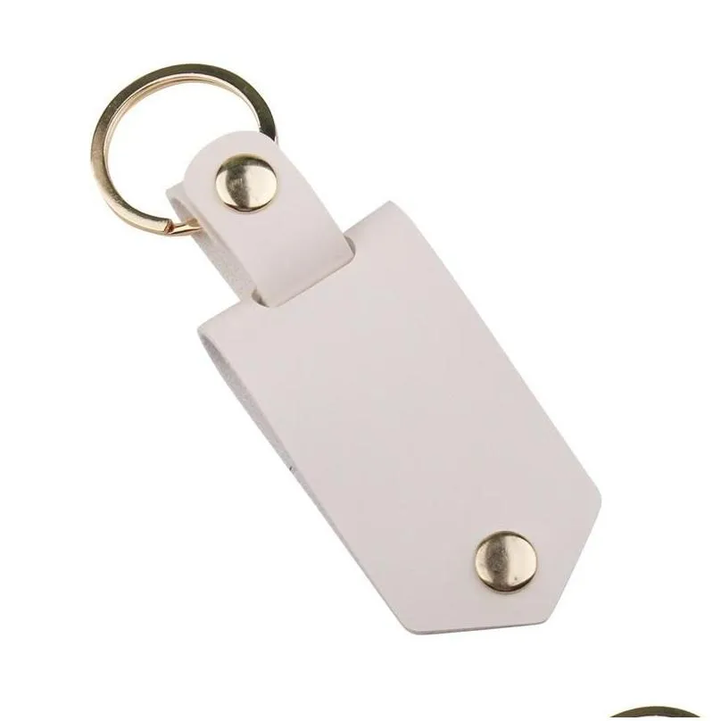 Jewelry Leather Keychains Pendant Sublimation Blank Aluminum Alloy Car Key Ring Heat Transfer DIY Decorative Keychain 6 Colors