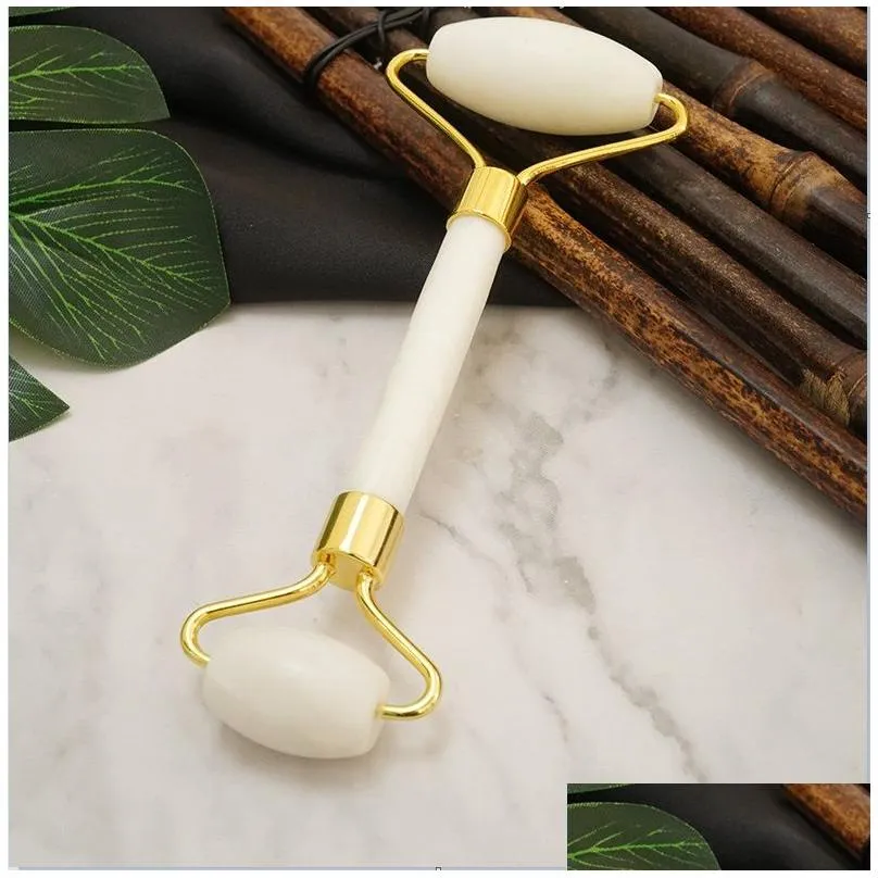 White jade massager, face stone, double-headed massage roller, face relaxation tool