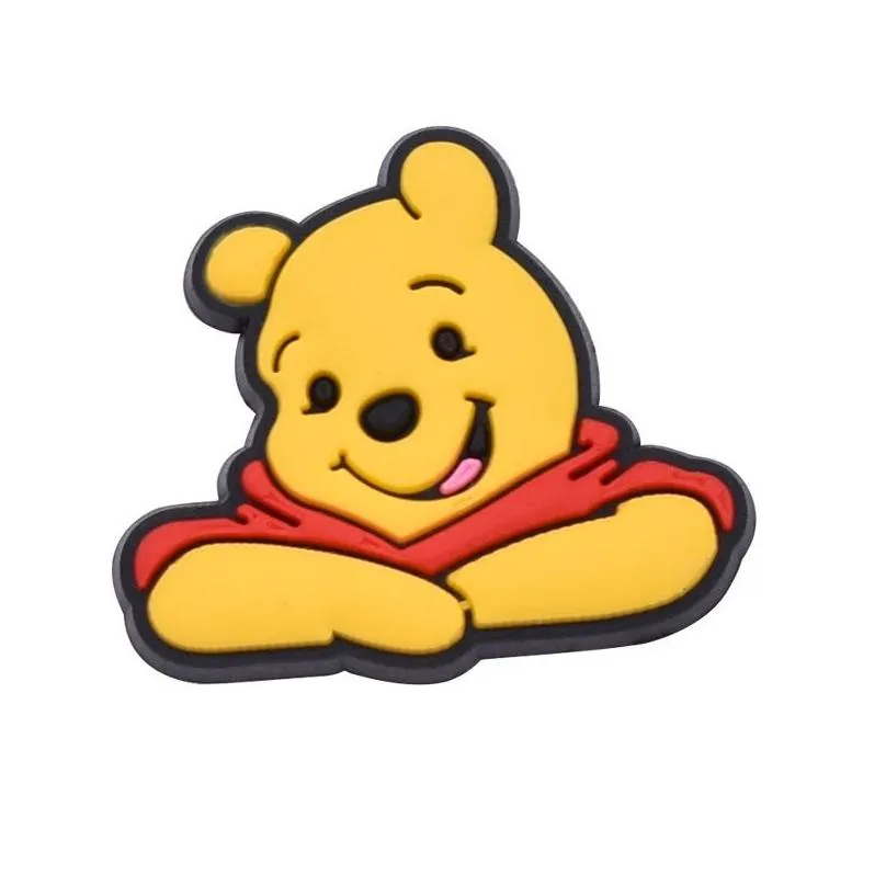 Cartoon Accessories Charms Wholesale Cute Bear Cartoon Shoe Accessories Pvc Decoration Buckle Soft Rubber Clog Fast Ship Drop Delivery Dhhw3