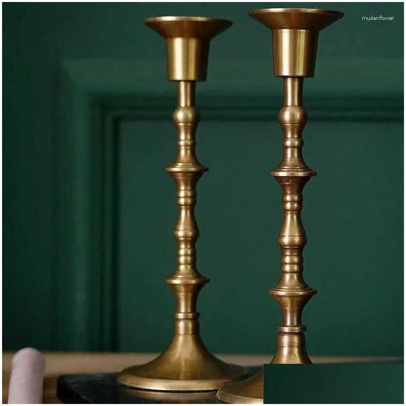 Candle Holders Nordic Style Metal Romantic Vintage Brass Stick Wedding Geometric Chandelier Bougeoir Decor