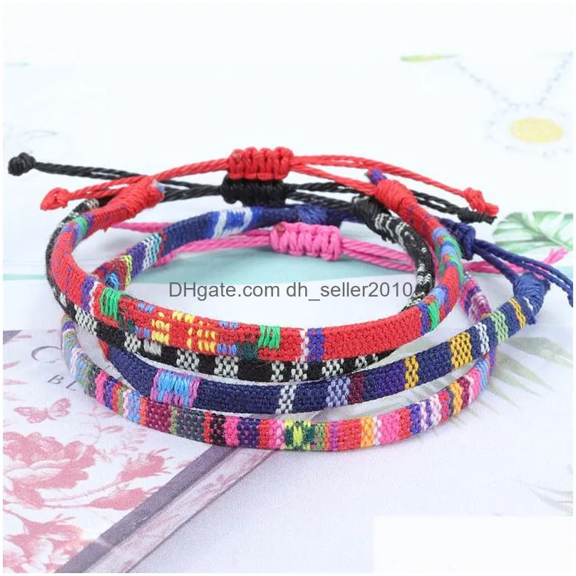 Anklets Fashion Ethnic Element Colors Fabric Anklets Classical Nepal Style Foot Acsessories Rope Anklet Size 18-36Cm Mix Drop Delivery Dhs2Q