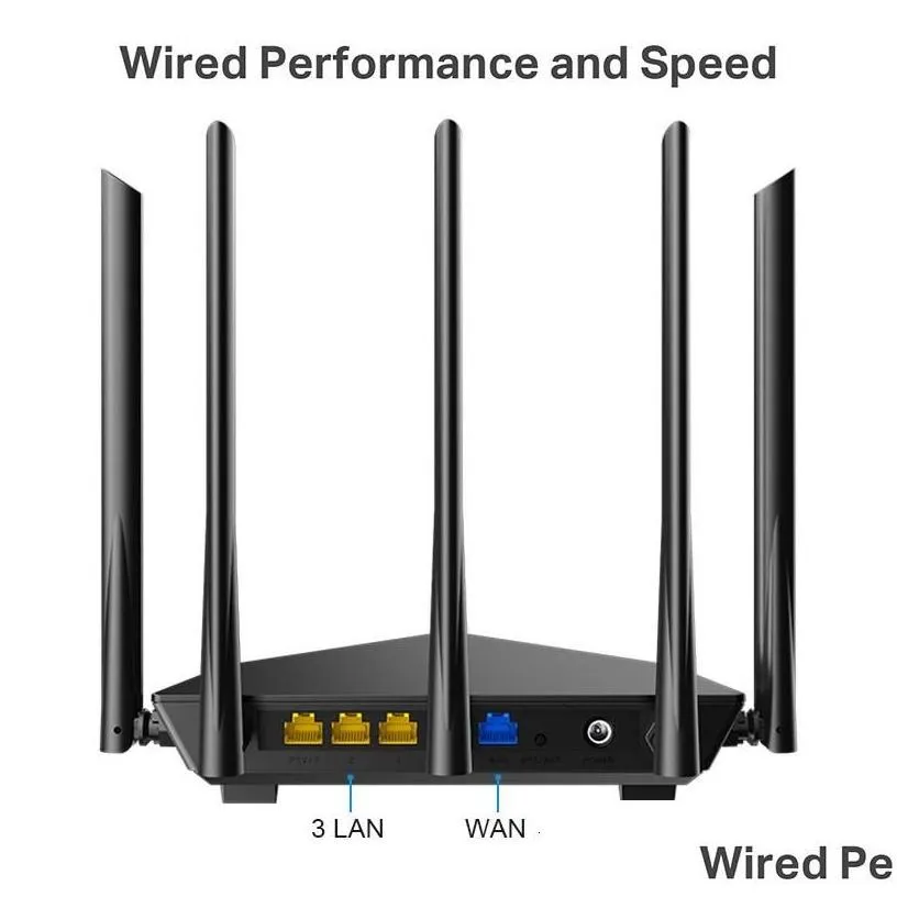 Routers Tenda Smart Wifi 6 Router Ax1500 802.11Ax Wi-Fi6 Pro Dual Band Ax Ofdma Mu-Mimo Parental Controls 5X6Dbi High-Gain Antennas Dr