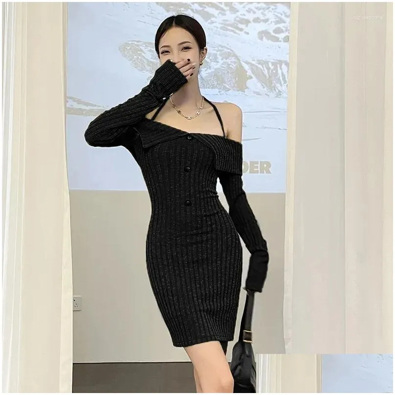 Women`s Tanks Neck Lacing Women Clothing Camis Slight Strech Streetwear Patchwork Sexy Dress Wrap-Around Slim Long Sleeves Outfits