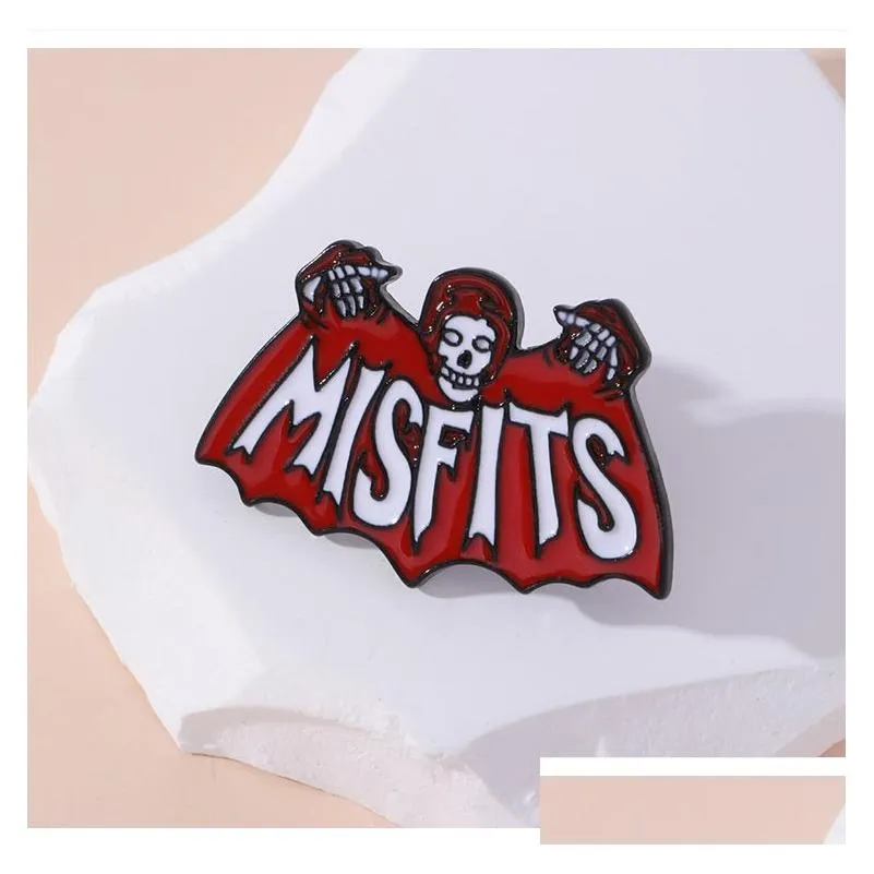 Cartoon Accessories Punk Misfits Bat Fiend Rock Band Brooch Pins Enamel Metal Badges Lapel Pin Brooches Jackets Jeans Fashion Jewelry Dh8Up