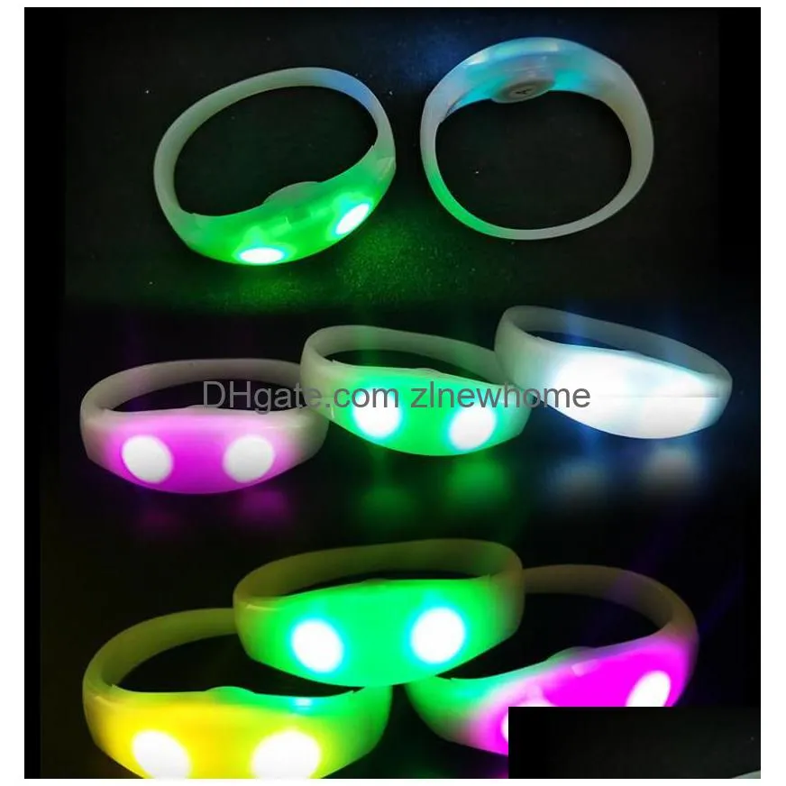 Rgb Led Light Sound Activated Bracelet Bangle Voice Control Wristbands For Party Rave Concert Carnival Favors Drop Delivery Dhqn1