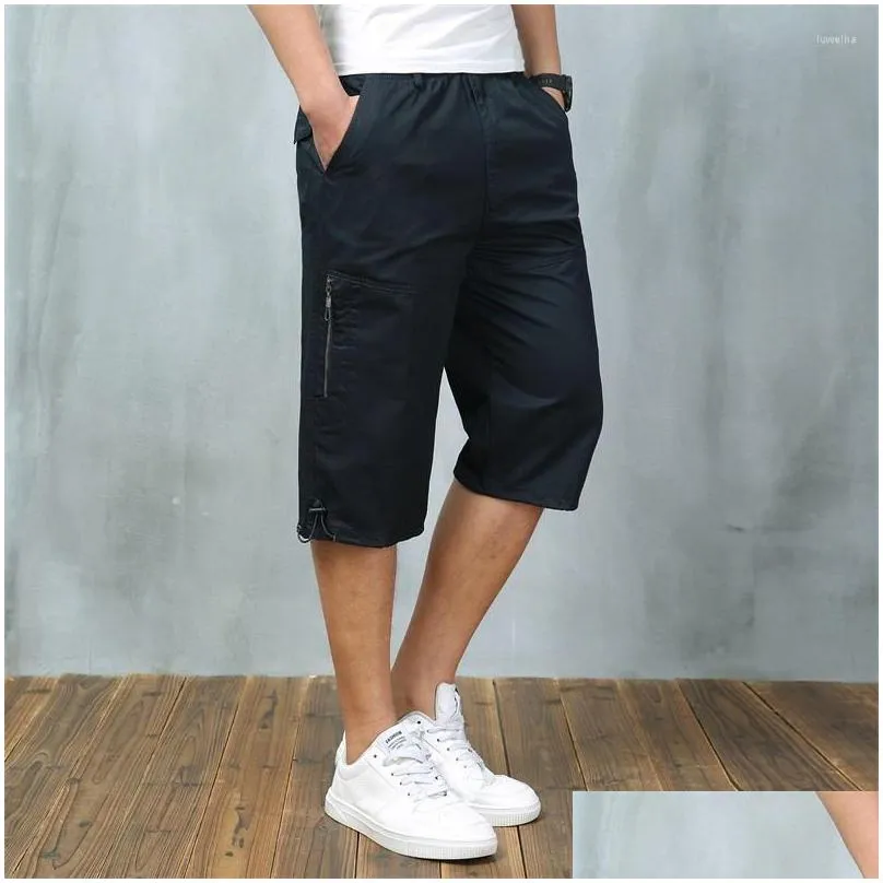 Men`S Pants Mens Pants Men 2022 Summer Casual Cargo Cotton Homme Breathable Calf-Length Big And Tall 5Xl 6Xl Plus Size Trouser Male Dr Otrz9