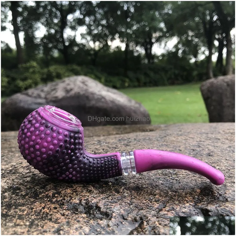  silicone pipe glass bowl pot multicolor printing silicone unique smoking tobacco spoon hand pipe tool accessories hookah bong accessories