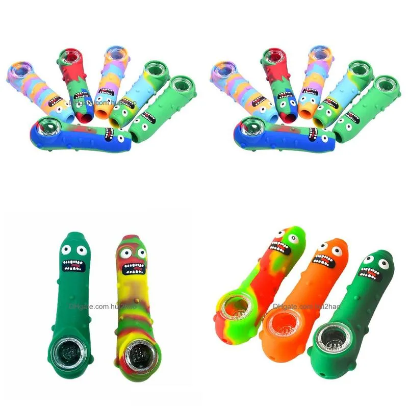 cucumber water pipe chroma silicone pipes travel mini tobacco pipes cigarette tubes dry herb accessories smoking pipe for dry herb portable