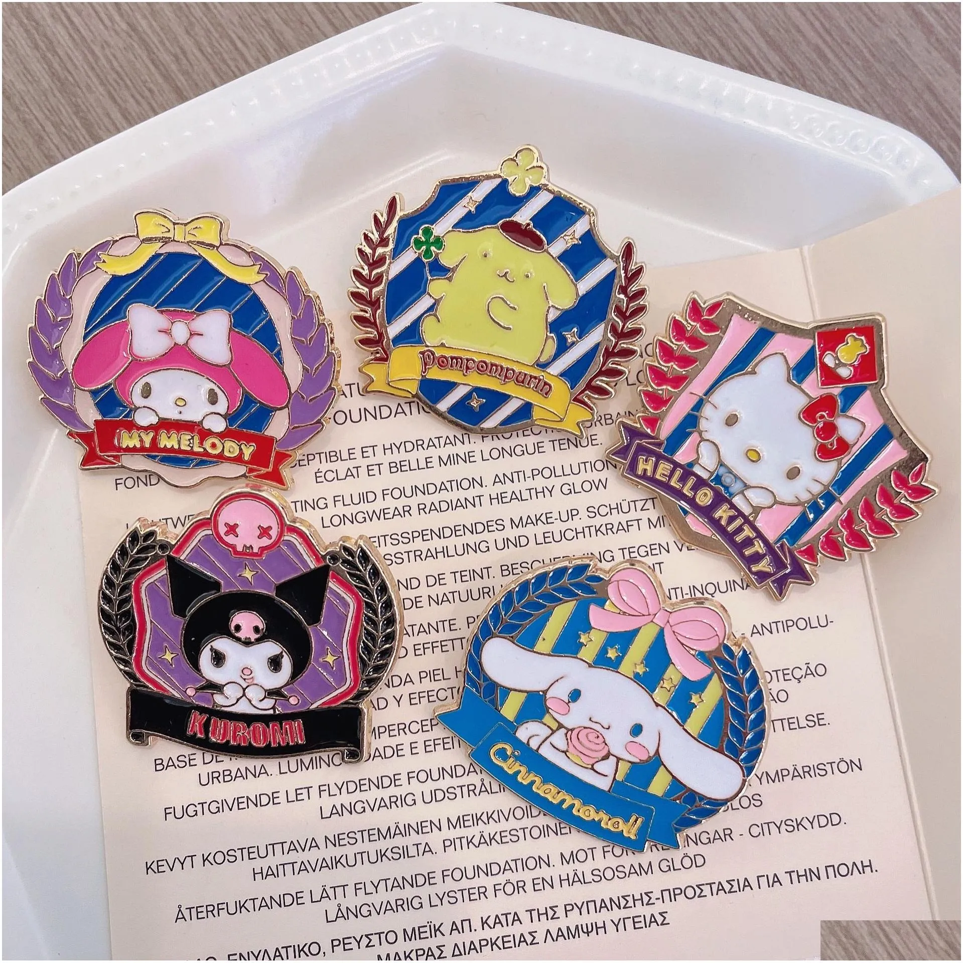 kuromi melody cats brooch pink bowknot Cute Anime Movies Games Hard Enamel Pins Collect Metal Cartoon Brooch Backpack Hat Bag Collar Lapel