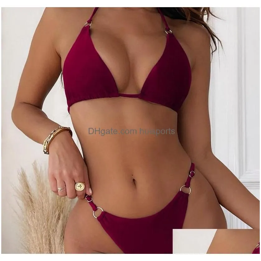 bikini sets 2023 women womens one piece swimsuit v neck solid sexy female split swimsuit outdoor swimming bikinis equipment water