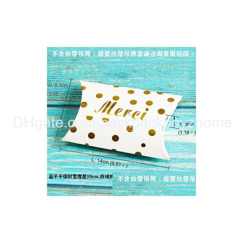 gift wrap golden dot striped pillow candy box wedding celebration gift baking box without ribbon and label 14x10cm