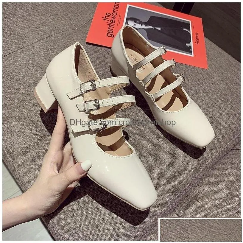 Dress Shoes Mary Jane For Women Pumps Square Heel Womens 2022 Fashion Office Ladies Red Heels Single Big Size 3539 Drop Delivery Acce