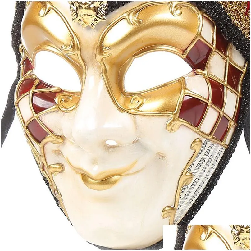 party masks full face men women venetian theater jester joker masquerade mask with bells mardi gras party ball halloween cosplay mask costume 4