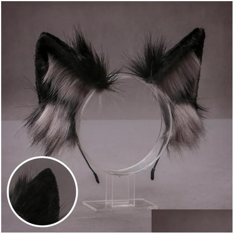 Other Event & Party Supplies Other Event Party Supplies Lovely Faux Fur Wolf Cat Ears Headband Realistic Furry Animal Hair Hoop Lolita Otazi