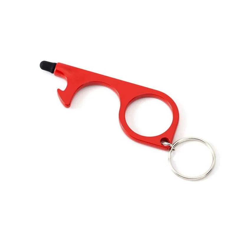 Cartoon Accessories Metal Safety Touchless Door Opener Press Elevator Tool Stylus Key Hook Portable Bottle Openers Hands Tools With Ke Dhxn3