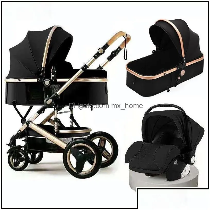 Strollers# Strollers Baby Stroller 3 In 1 Mom Luxury Travel Pram Carriage Basket Babies Car Seat And Cart Mxhome Drop Delivery Bdebaby Dhgku
