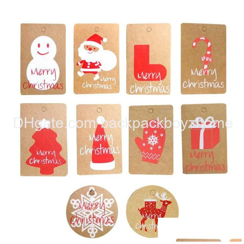 decorations merry christmas gift kraft paper tags santa claus paper hang tag snowflake tree party decor diy label gift tags 4 5x7cm