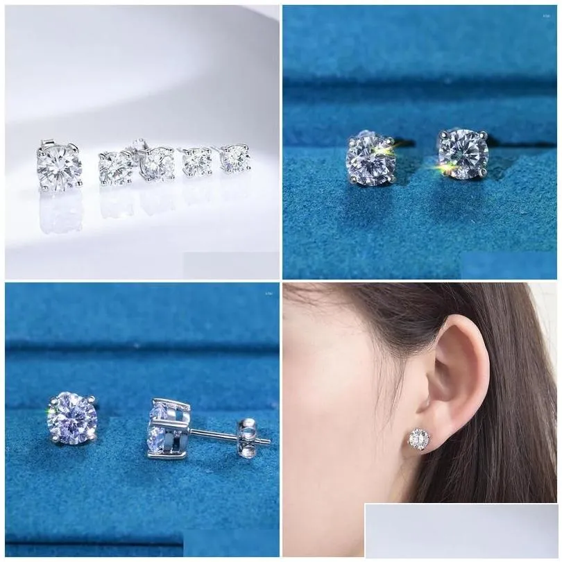 Jewelry Stud Earrings Onelaugh 925 Sterling Sier Diamond For Women Total 1.0Ct D Color Gra Mossanite Gem Wedding Jewelery Gift Drop