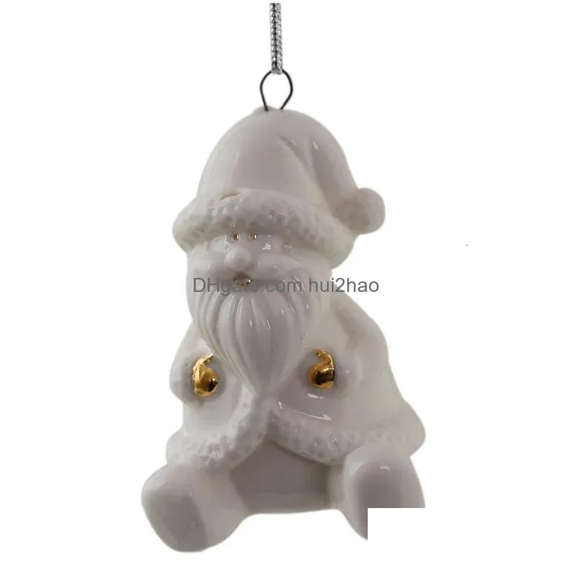 christmas decorations white ceramics tree ornament 2023 year sale for home natal 231018