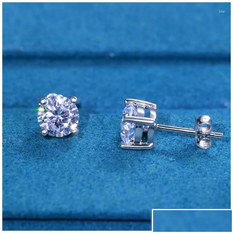 Jewelry Stud Earrings Onelaugh 925 Sterling Sier Diamond For Women Total 1.0Ct D Color Gra Mossanite Gem Wedding Jewelery Gift Drop
