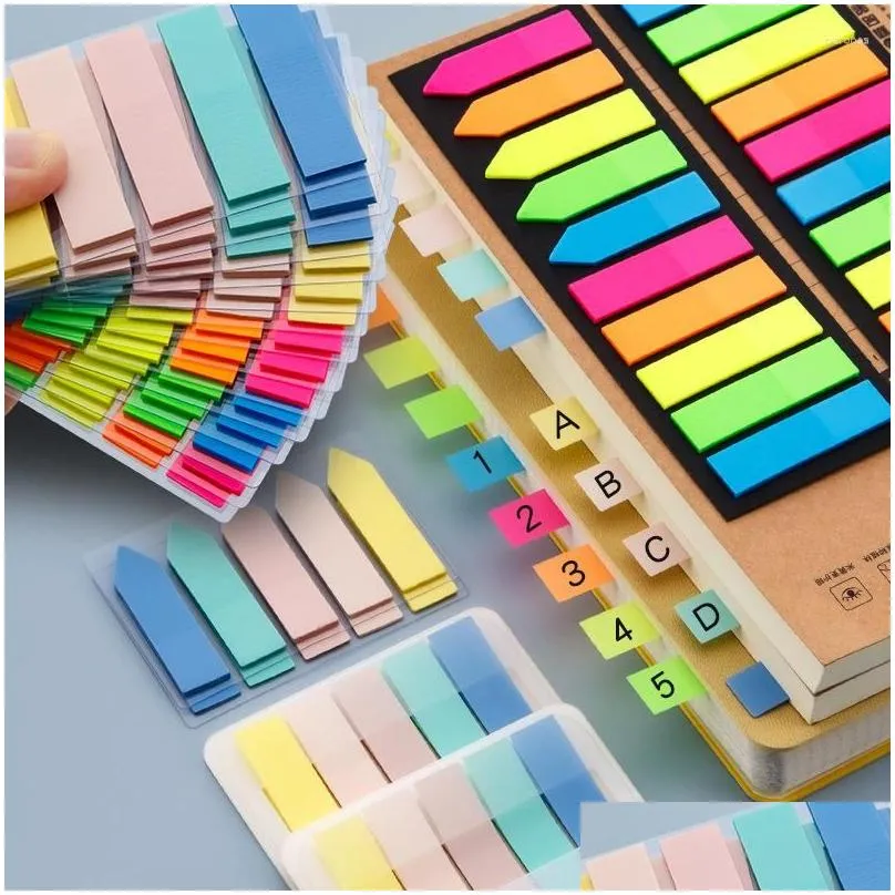 Notes Wholesale Sheets Fluorescence Colour Memo Pad Self Adhesive Sticky Notes Bookmark Marker Sticker Paper School Office Supplies Dr Otp4A