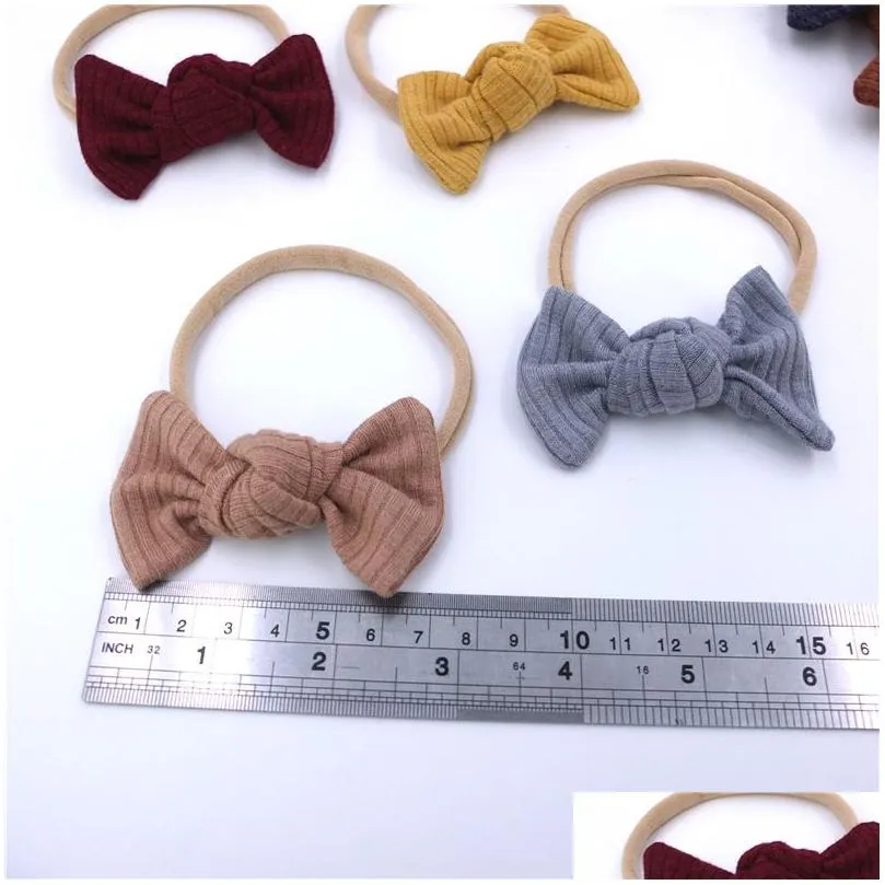 Hair Accessories New 3Inch Cotton Ribbed Bows Nylon Baby Headband Solid Hair Bow With Or Clip For Kid Girls Headwear Drop Delivery Bab Otfwf