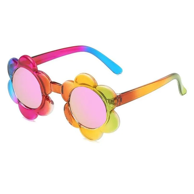 Sunglasses Child Sunglasses Lovely Sunflowers Colorf Sun Glasses Designer Round Frame Girls Frosted Travel Sunsn Shades Fashion Eyegla Ot3Y8