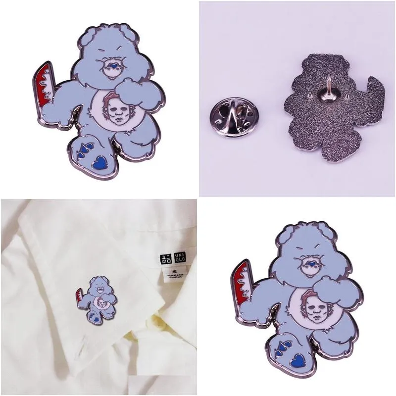 Terror Bear Enamel Pins Interesting Cartoon Metal Brooch Fashion Anime Badges Collecting Send Friend Fans Boutique Medal Gift