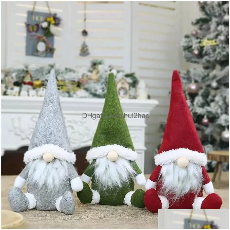 merry christmas swedish santa gnome plush doll ornaments handmade holiday home party decor christmas decor wly935
