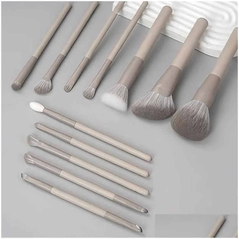 Makeup Tools Makeup Brushes Warm brown Grey series 12PCS+ bagmakeup brushes livid Support customization