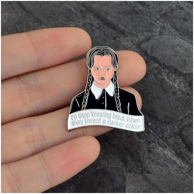 Addams family Pin Hard Enamel pin Wednesday Darker Colour Lapel Brooches Creative icons jewelry Button Badges Gift for fans