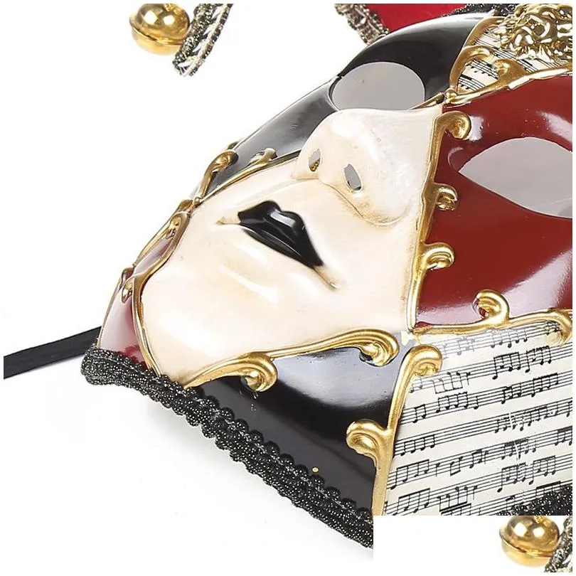 party masks full face men women venetian theater jester joker masquerade mask with bells mardi gras party ball halloween cosplay mask costume 4