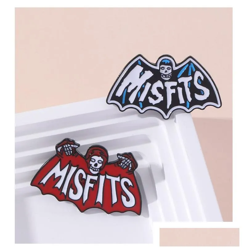 Cartoon Accessories Punk Misfits Bat Fiend Rock Band Brooch Pins Enamel Metal Badges Lapel Pin Brooches Jackets Jeans Fashion Jewelry Dh8Up