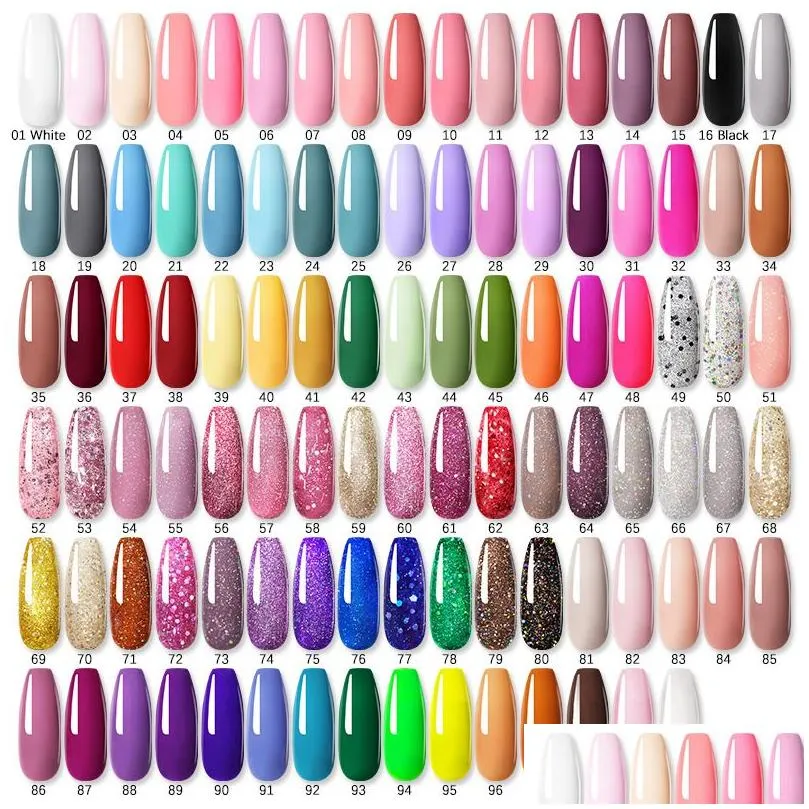 8.5ml Glitter UV Gel Nail Polish 100 Colors Spring Summer Color Varnishes Sequins Soak Off Hybrid Lacquers Varnish Colorful Nails DIY Art