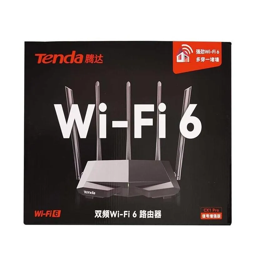 Routers Tenda Smart Wifi 6 Router Ax1500 802.11Ax Wi-Fi6 Pro Dual Band Ax Ofdma Mu-Mimo Parental Controls 5X6Dbi High-Gain Antennas Dr