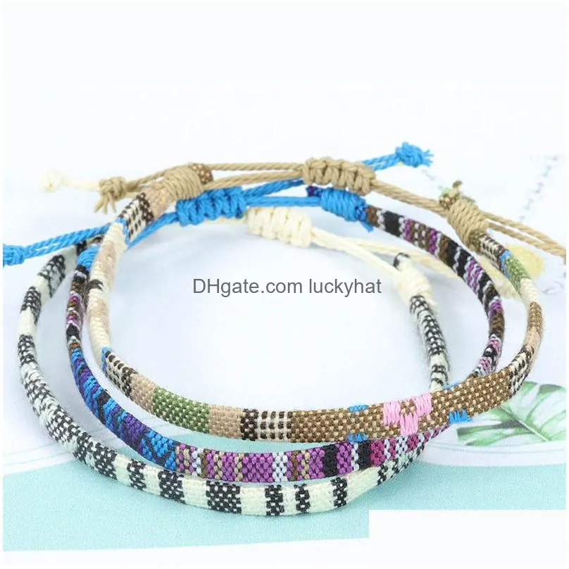 Anklets Fashion Ethnic Element Colors Fabric Anklets Classical Nepal Style Foot Acsessories Rope Anklet Size 18-36Cm Mix Drop Delivery Dhcbw