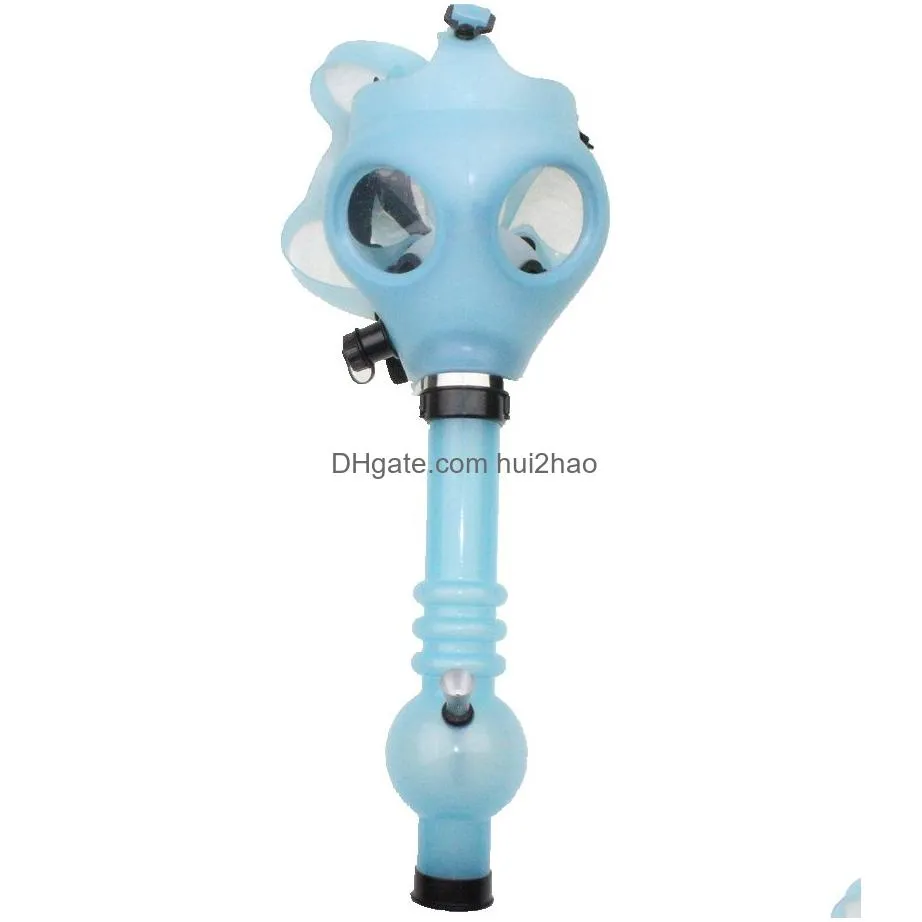 gas mask bong both glow in the dark water shisha acrylic smoking pipe sillicone hookah tobacco tubes wholesale