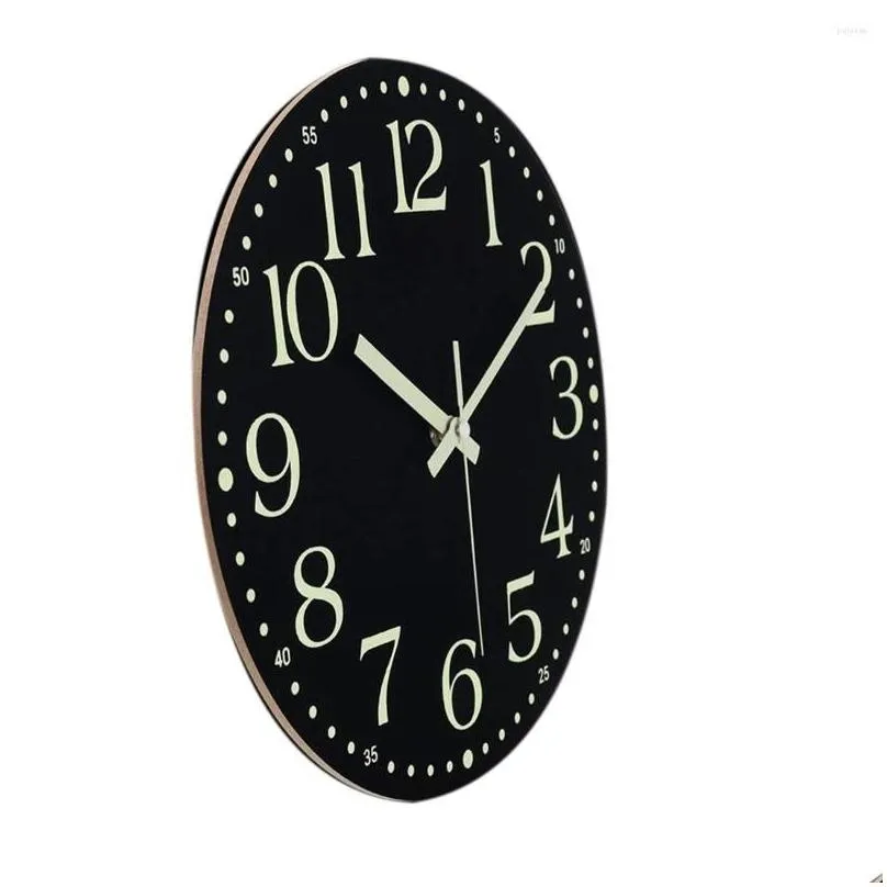 Wall Clocks Wall Clocks Luminous Cloc 12 Inch Silent Non-Ticking Battery Operated Clock Lighted Decoration For Bedroom Drop Delivery H Otluk