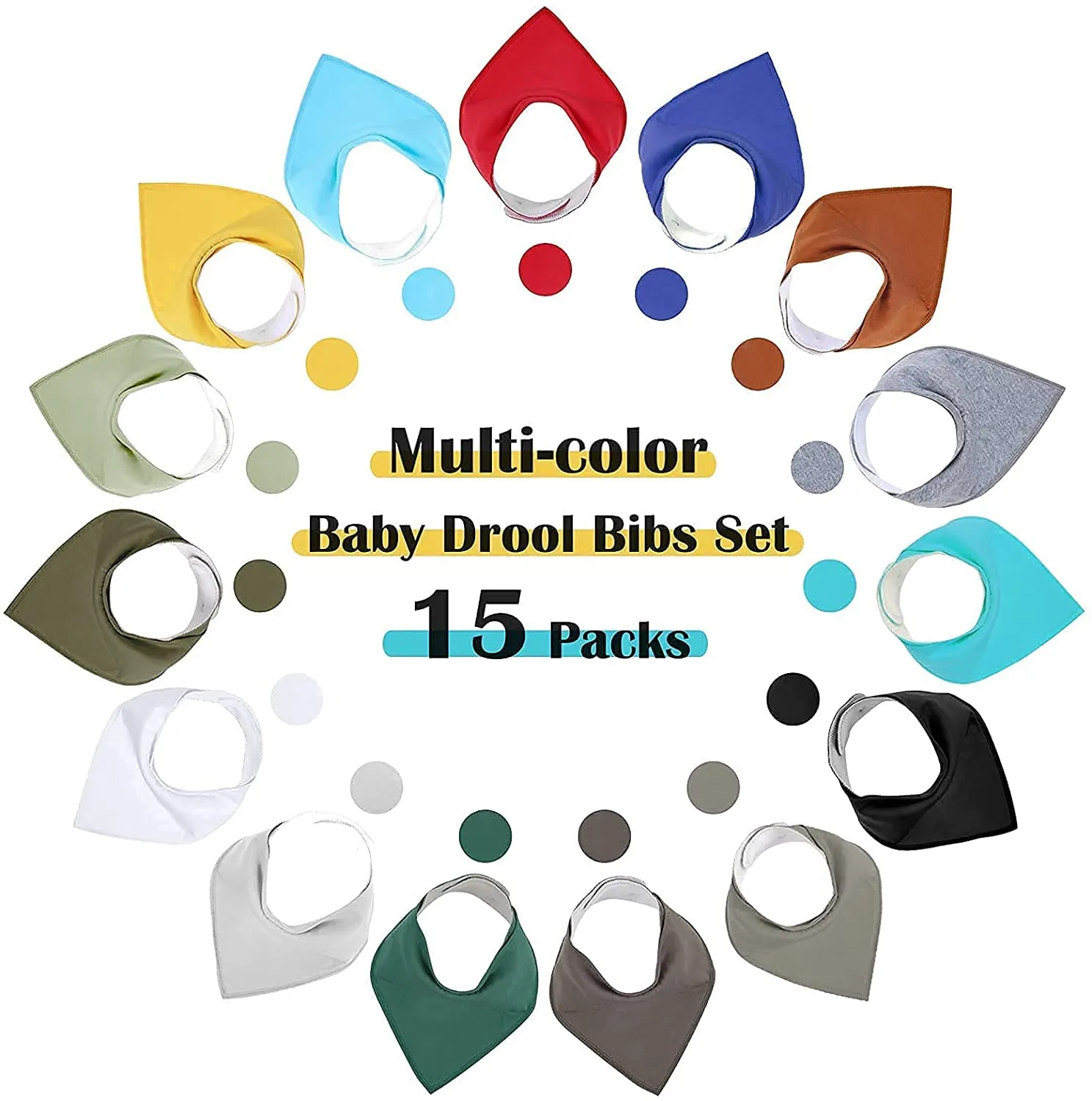 bandana drool bibs for baby boy girl soft absorbent baby bibs unisex solid color organic cotton muslin bibs for toddler teething bibs with adjustable snaps to keep baby dry