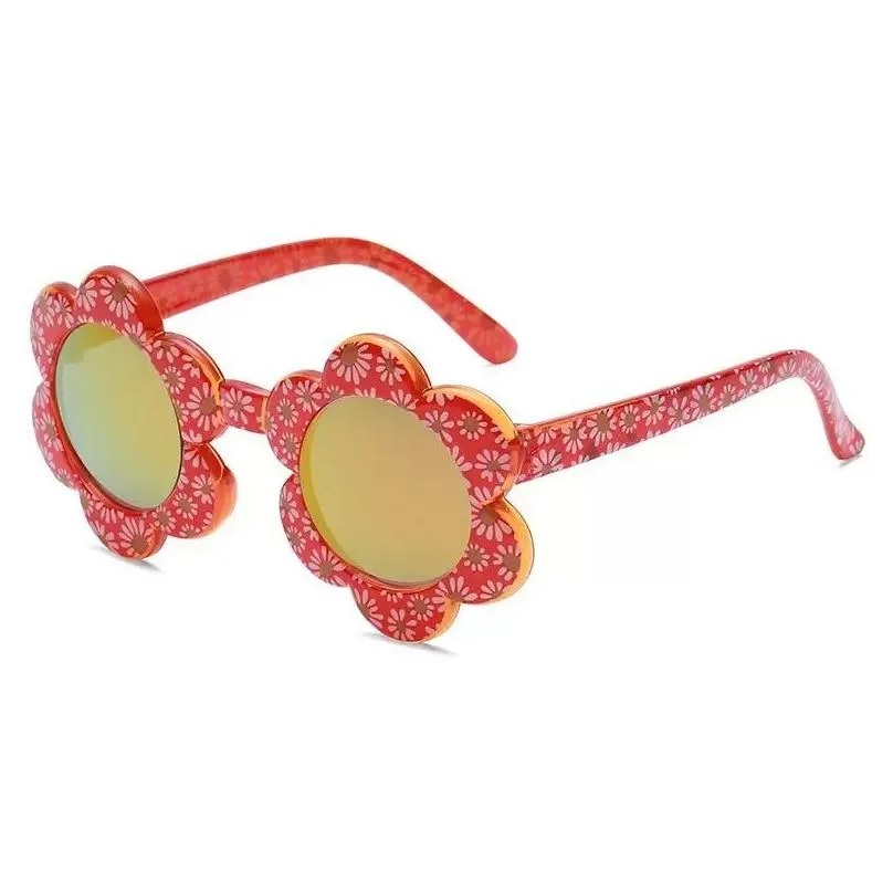 Sunglasses Child Sunglasses Lovely Sunflowers Colorf Sun Glasses Designer Round Frame Girls Frosted Travel Sunsn Shades Fashion Eyegla Ot3Y8