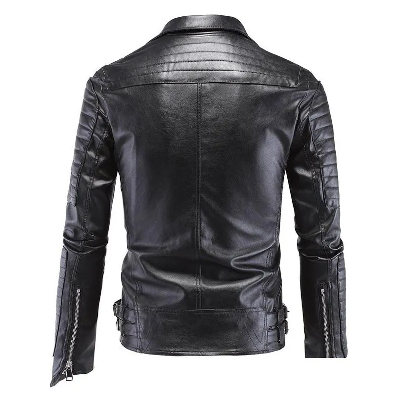 AOWOFS Mens Leather Jackets Black Motorcycle PP Skull Leather Jackets Rivets Zipper Slim Fit Quilted Punk Jacket Biker Coat 5XL