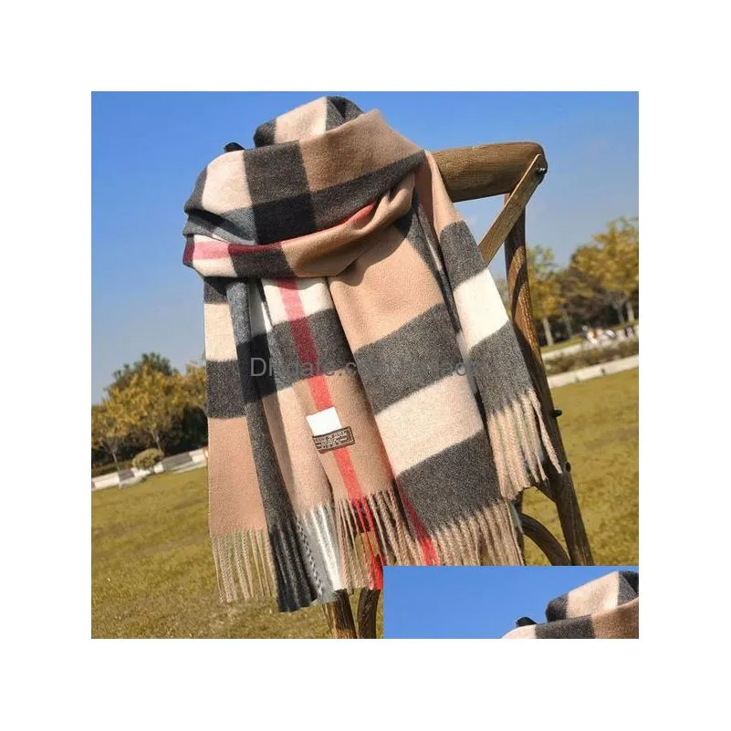 designer cashmere scarf quality headband fashion classic printed check big plaid shawls